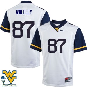 Men's West Virginia Mountaineers NCAA #87 Stone Wolfley White Authentic Nike Stitched College Football Jersey ZV15L64MU